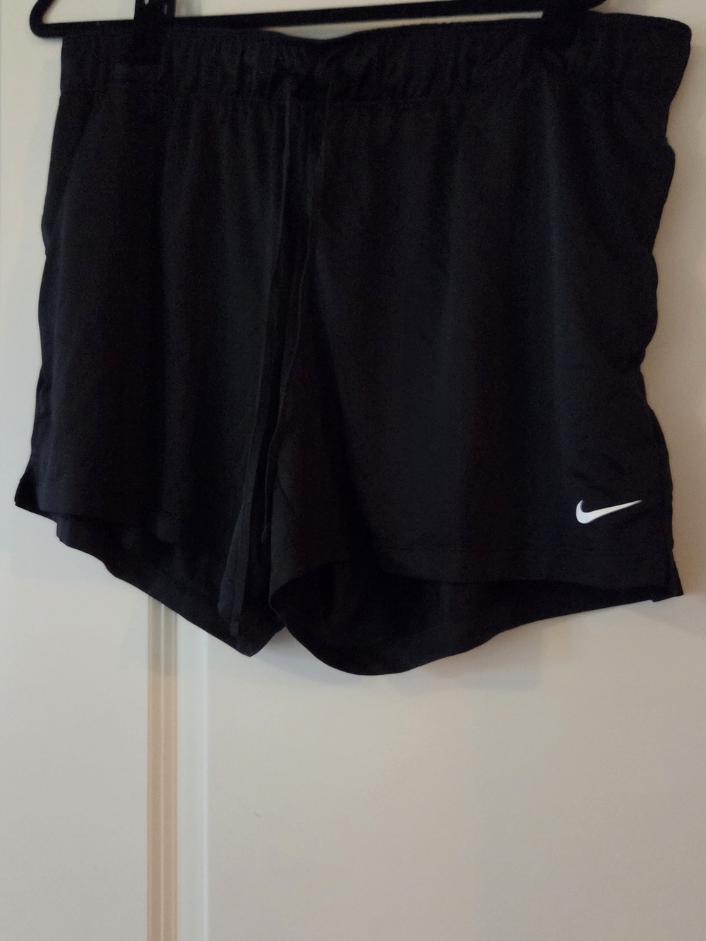 Nike Black Women's Athletic Running Shorts with White Swoosh